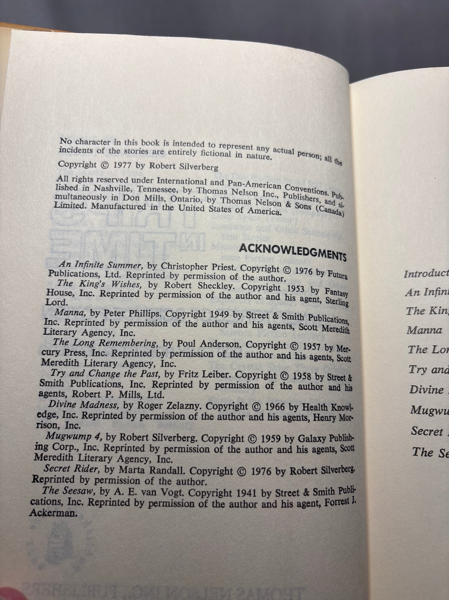 Trips in time: Nine Stories of Science Fiction edited by Robert Silverberg