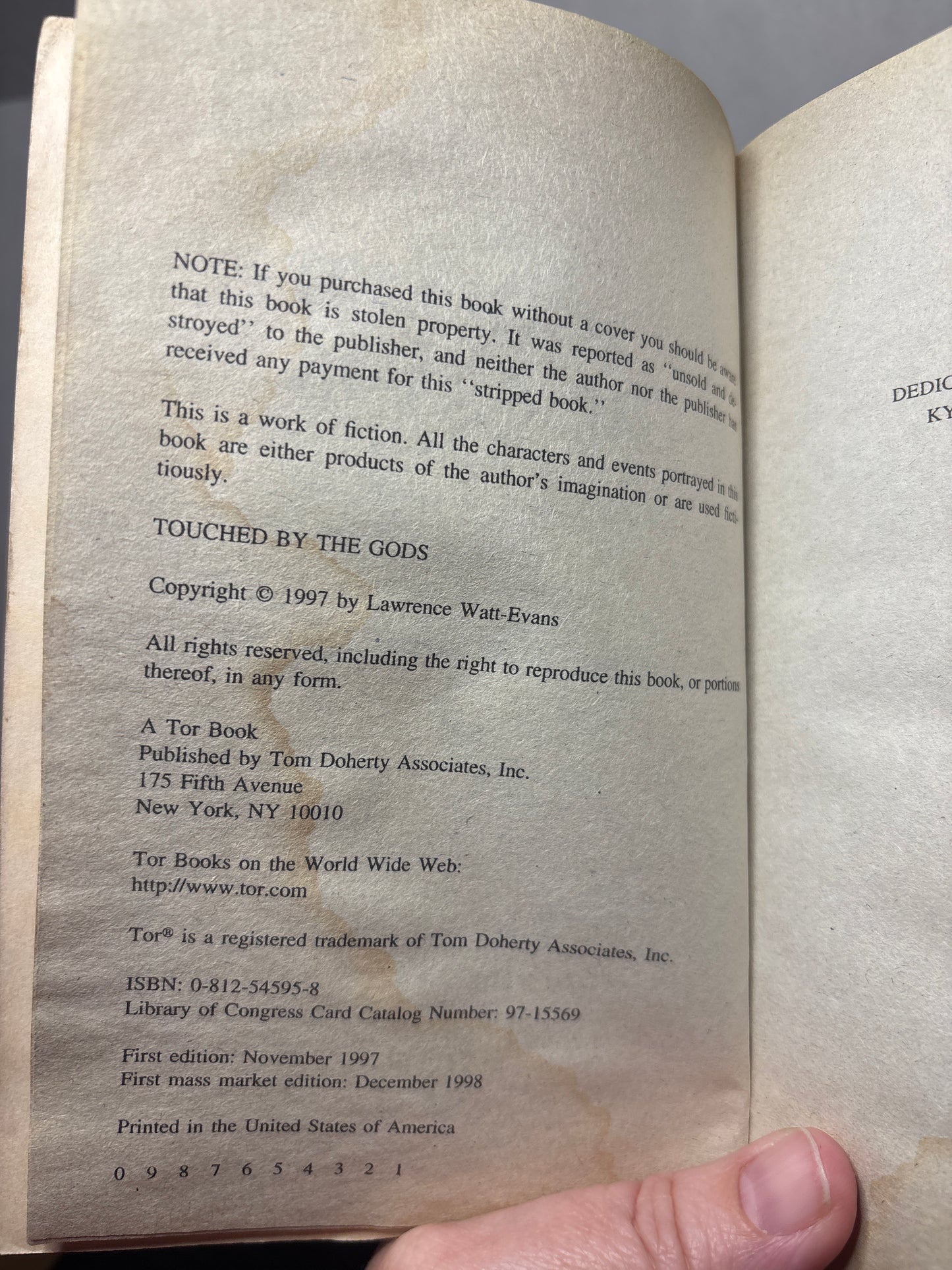 Touched by the Gods by Lawrence Watt-Evans | Vintage Fantasy