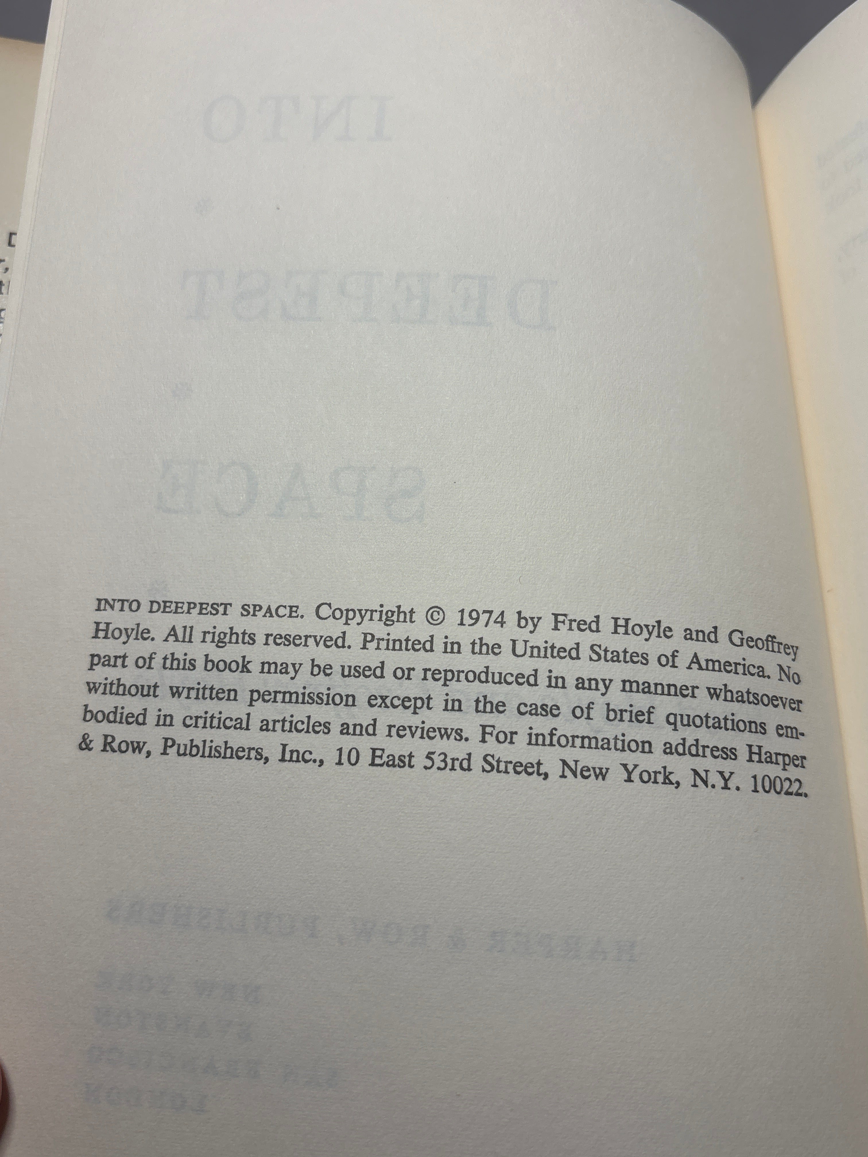 Into Deepest Space by Fred Hoyle & Geoffrey Hoyle 1974 1st edition