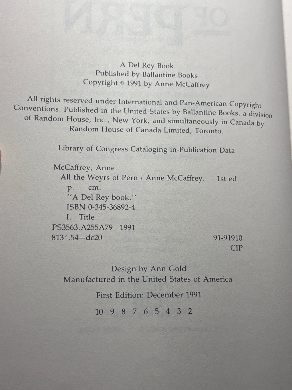 All the Weyrs of Pern by Anne McCaffrey (Pern #11)