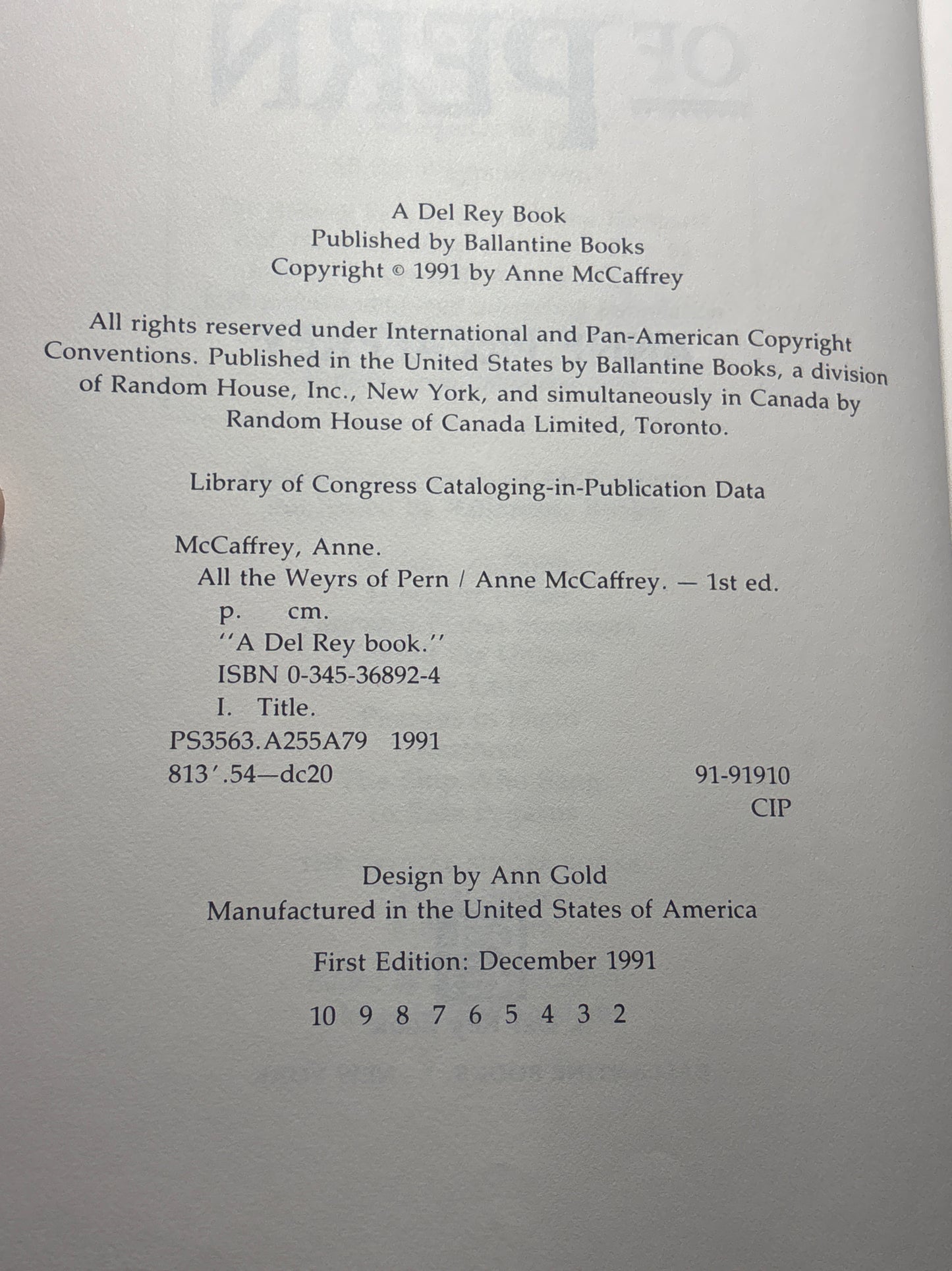 All the Weyrs of Pern by Anne McCaffrey (Pern #11)