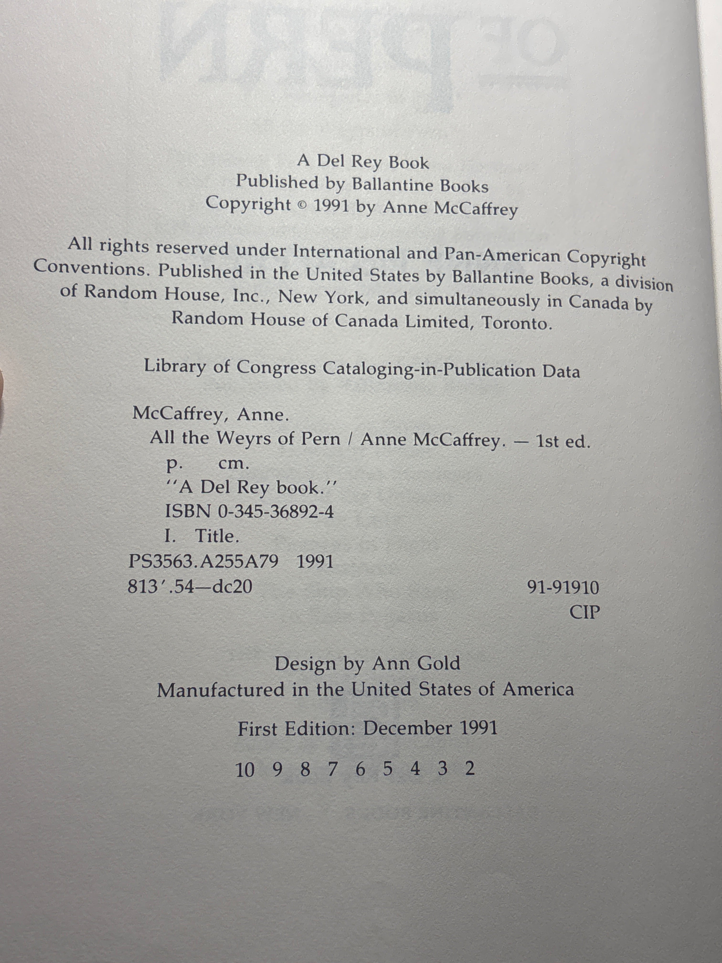 All the Weyrs of Pern by Anne McCaffrey (Pern #11)