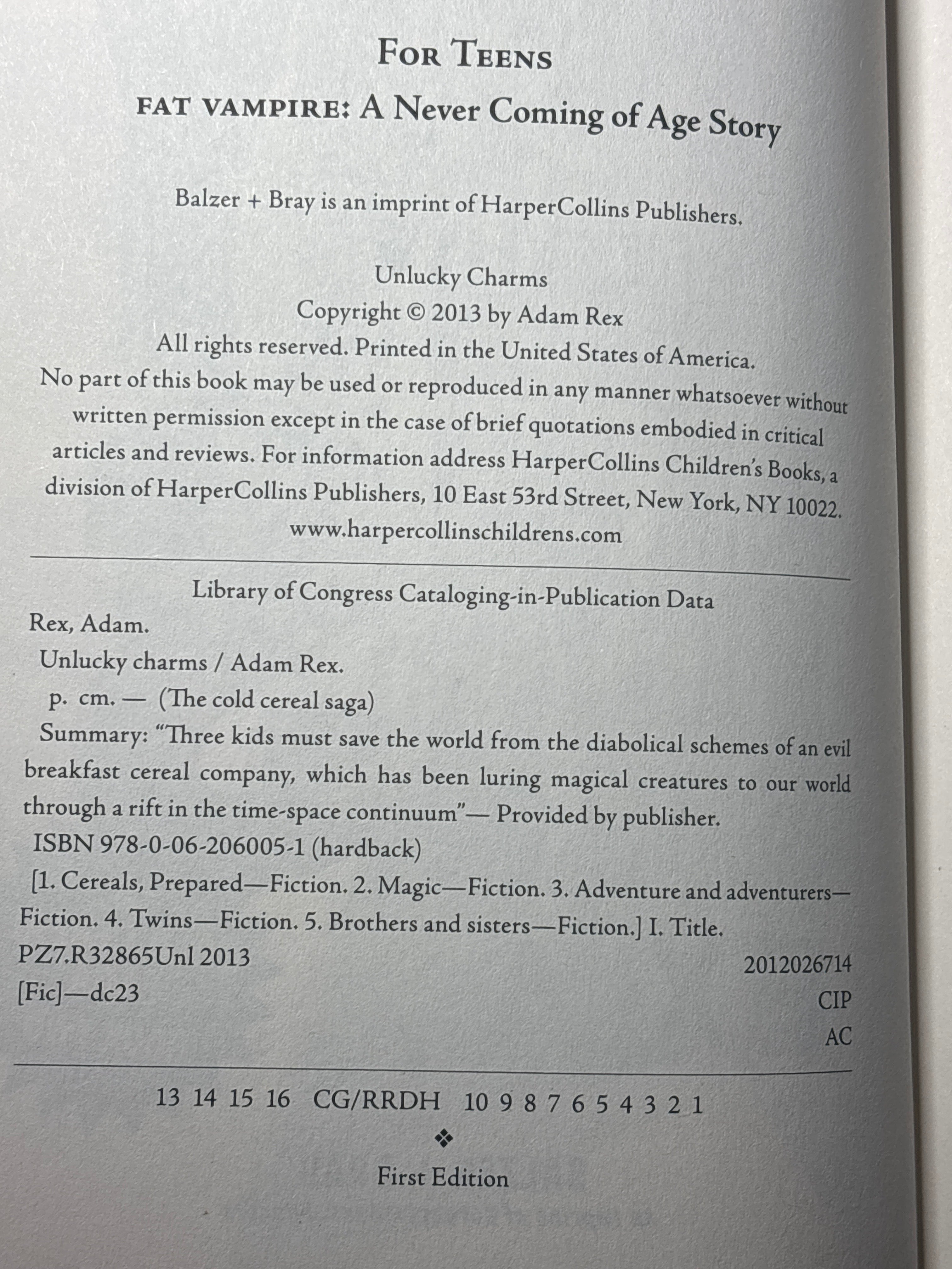 Unlucky Charms by Adam Rex (The Cold Cereal Saga #2)