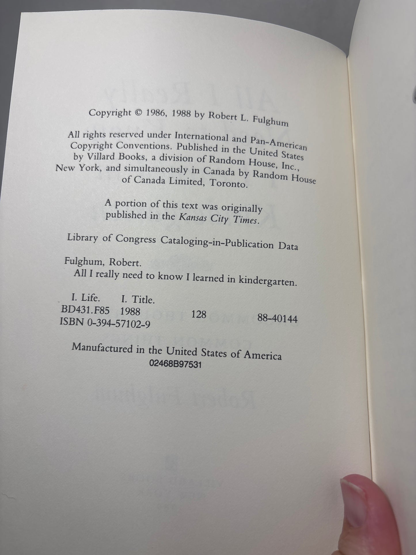 All I Really Need to Know I Learned in Kindergarten by Robert Fulghum | Self-Help