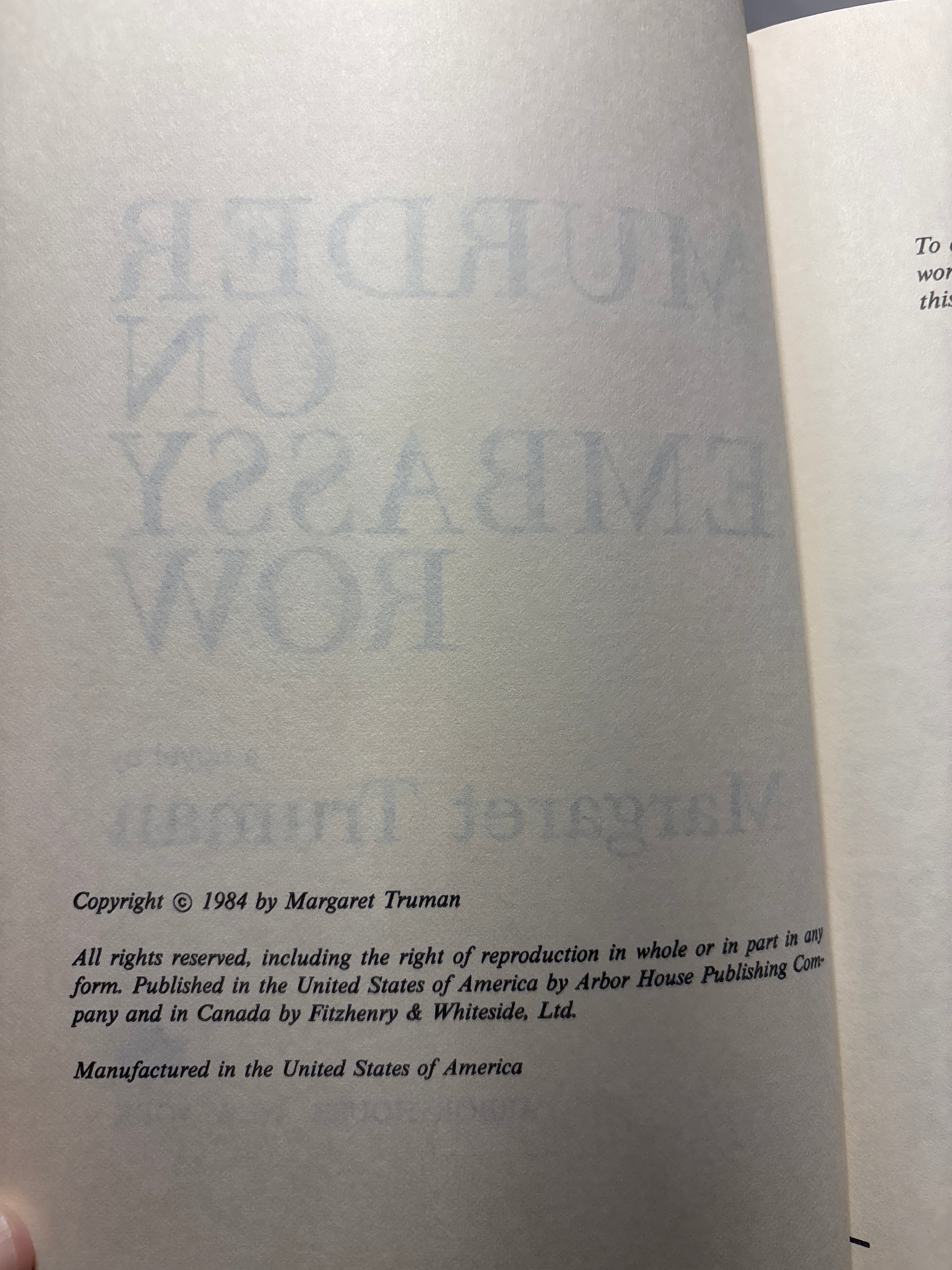 Murder on Embassy Row by Margaret Trumen