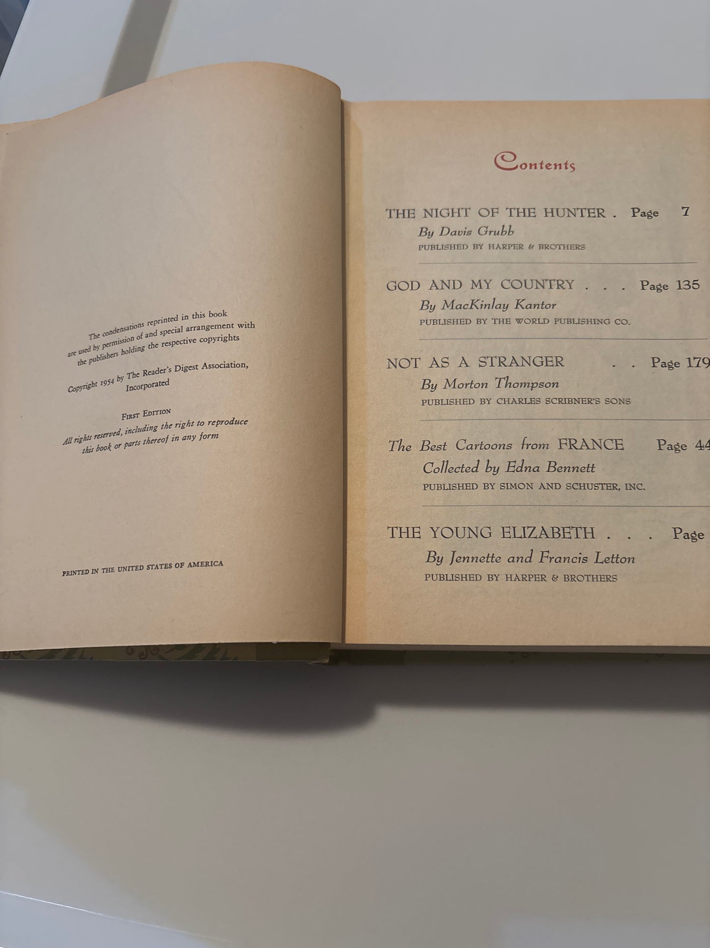Reader's Digest Condensed Books 1954 Selections Volume 17 - 5 Books in one