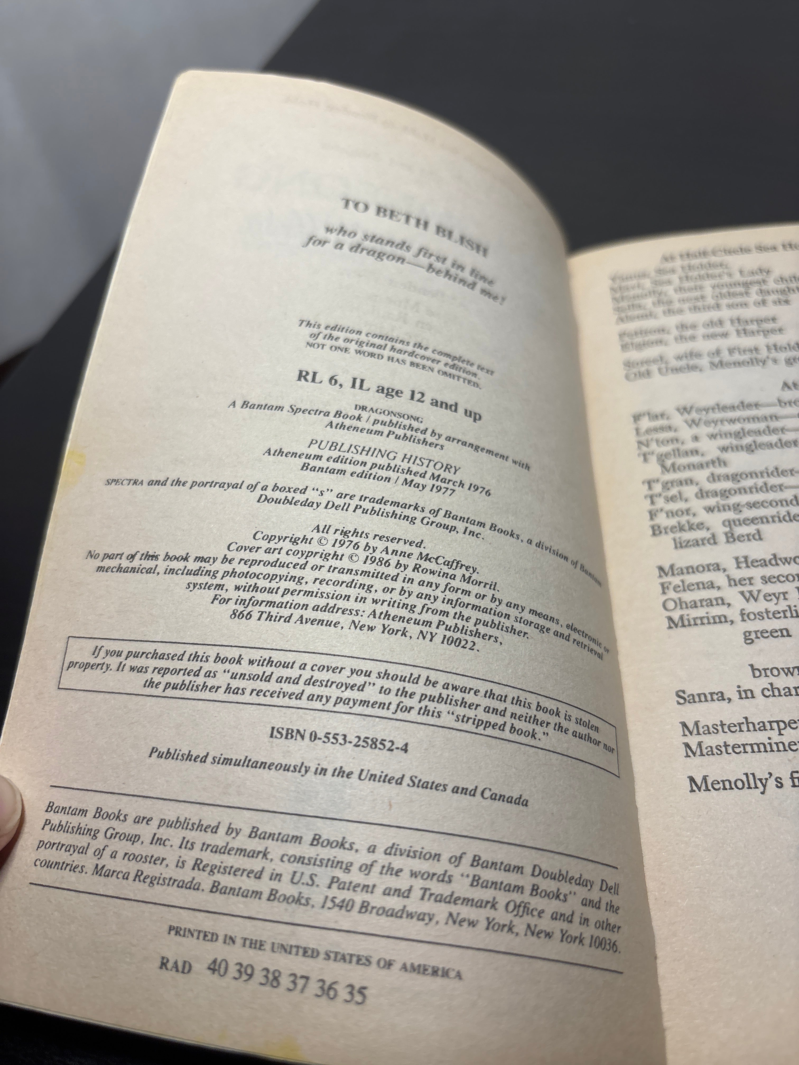 Dragonsong by Anne McCaffrey (Harper Hall #1)