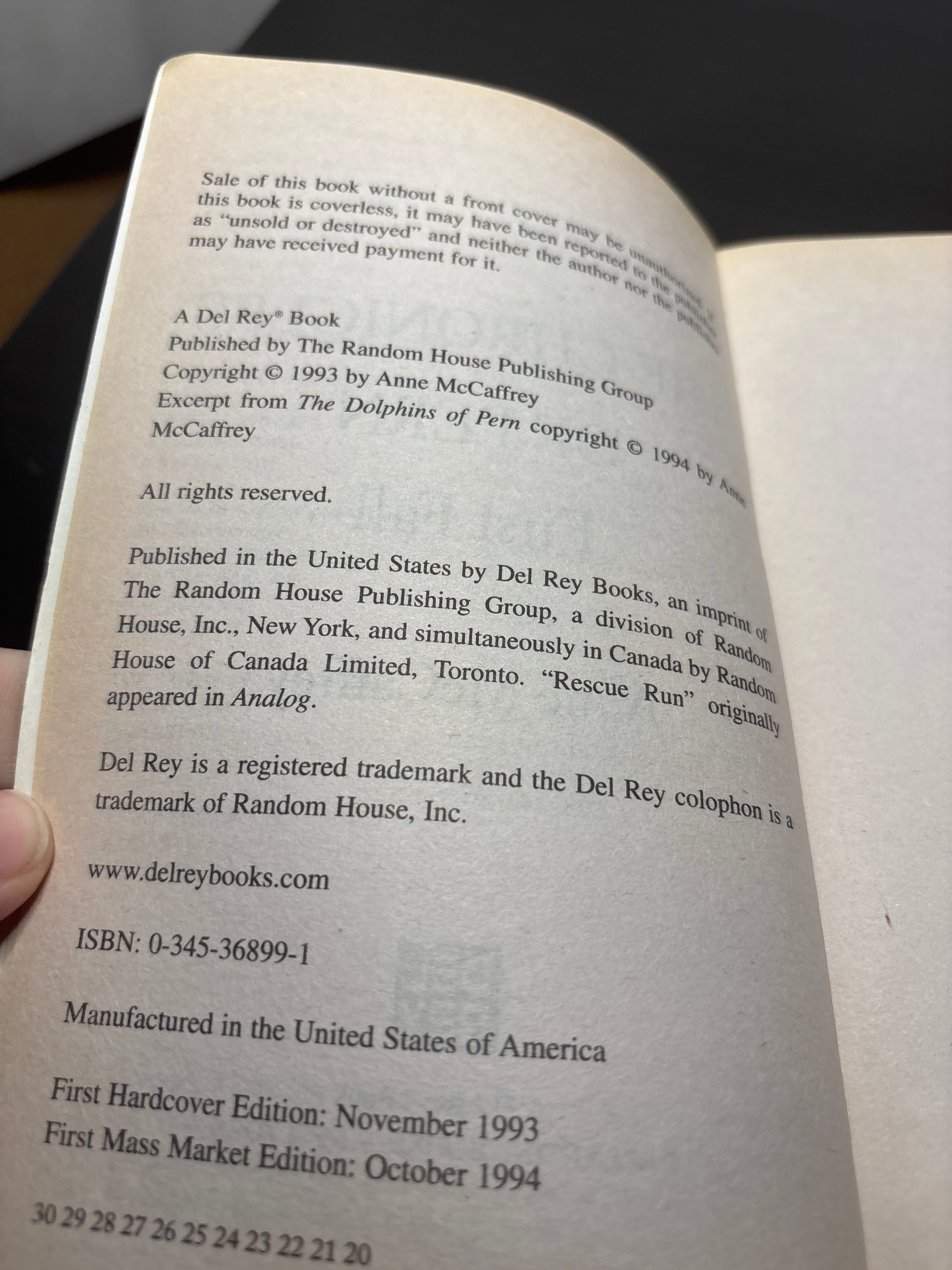 The Chronicles of Pern: First Fall by Anne McCaffrey (Pern #11.5)